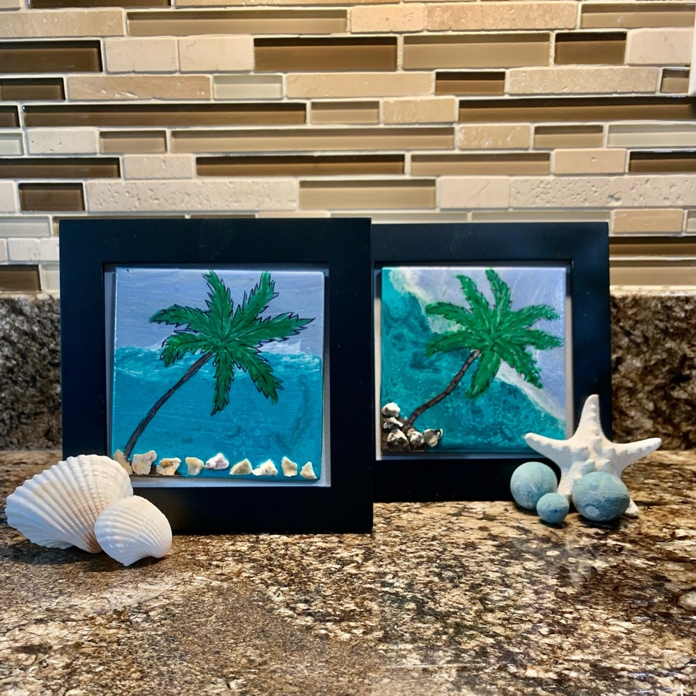Ocean Inspired hand painted ceramic picture